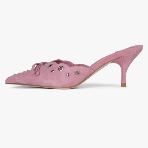 Jeffrey Campbell Gratis Suede Mules- Baby Pink - Picture 2 of 10